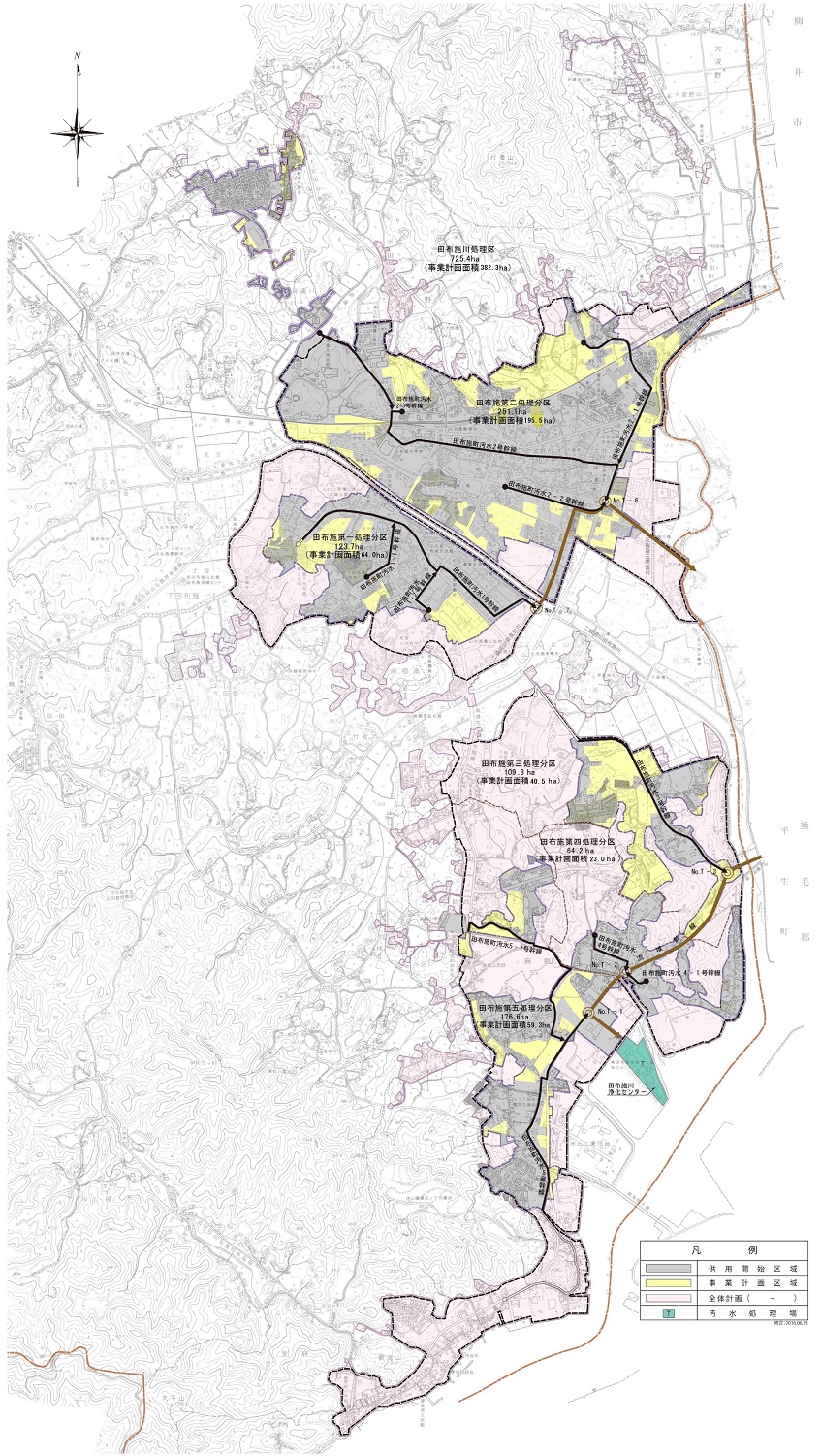 下水道供用開始区域及び事業計画区区域図