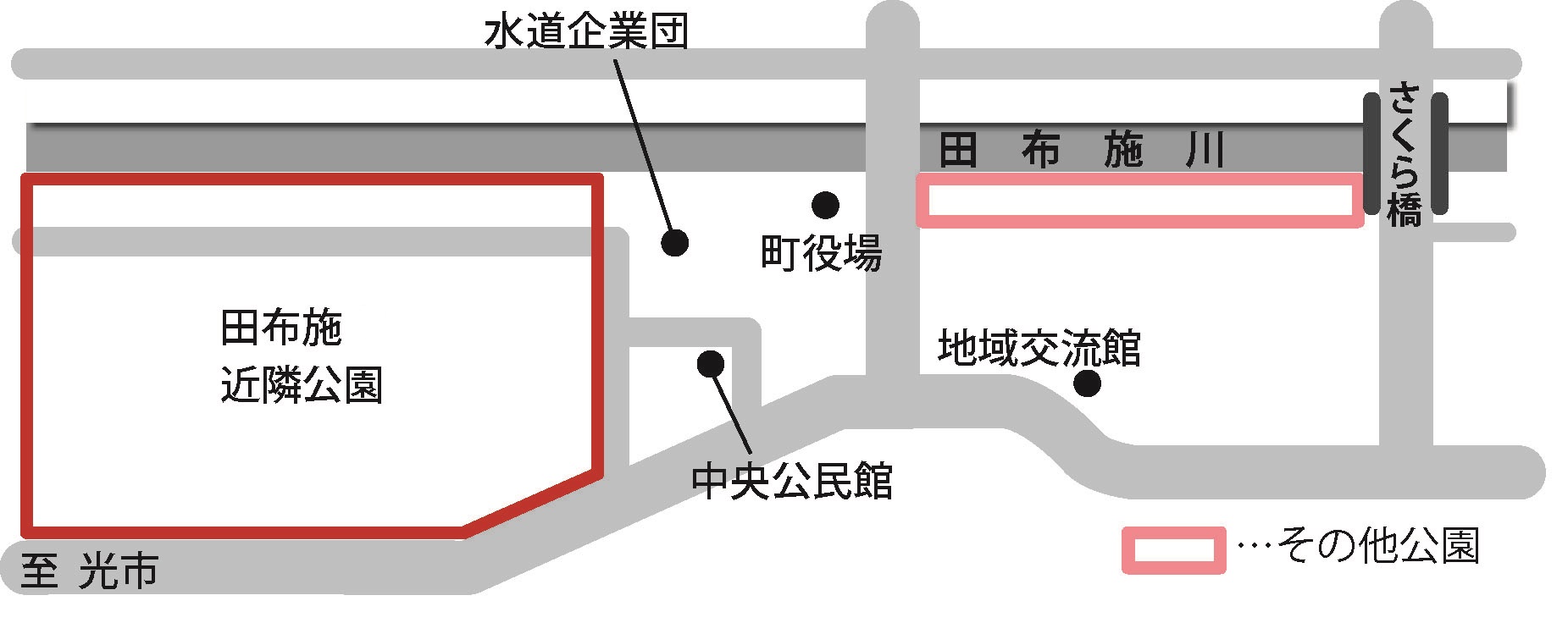 田布施近隣公園の位置を示した図